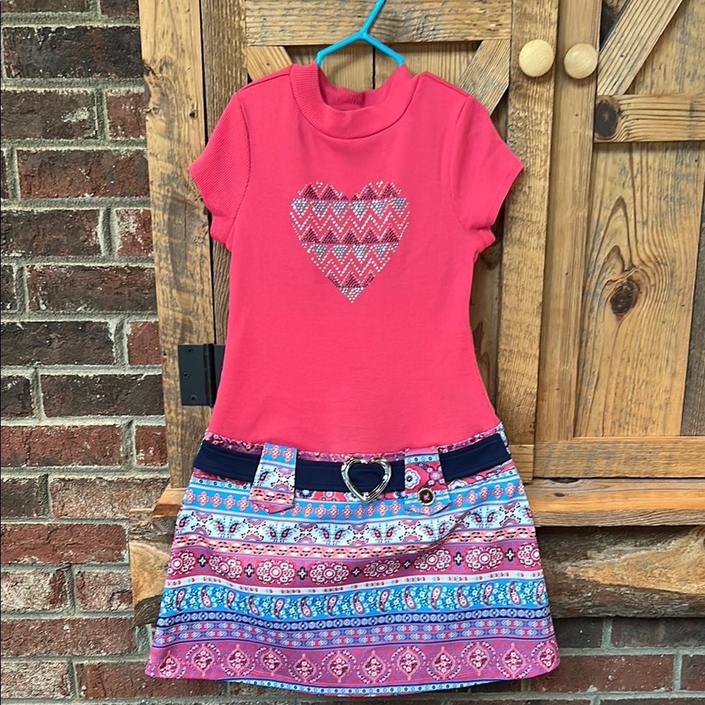Pink Mock Neck Short Sleeve Casual Dress